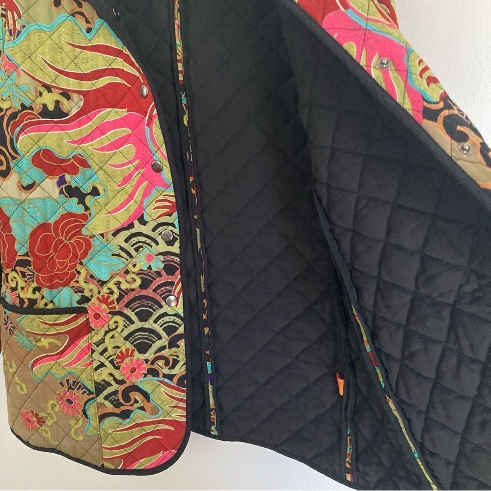 Harari 100% Silk Quilted Jacket Small Asian Inspired Bohemian Art To Wear Artsy - Picture 6 of 11